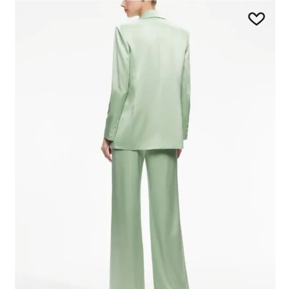 NWT$495 Alice and Olivia Denny Satin Single Breasted Blazer Jacket in Green Sz 8 - Picture 7 of 15
